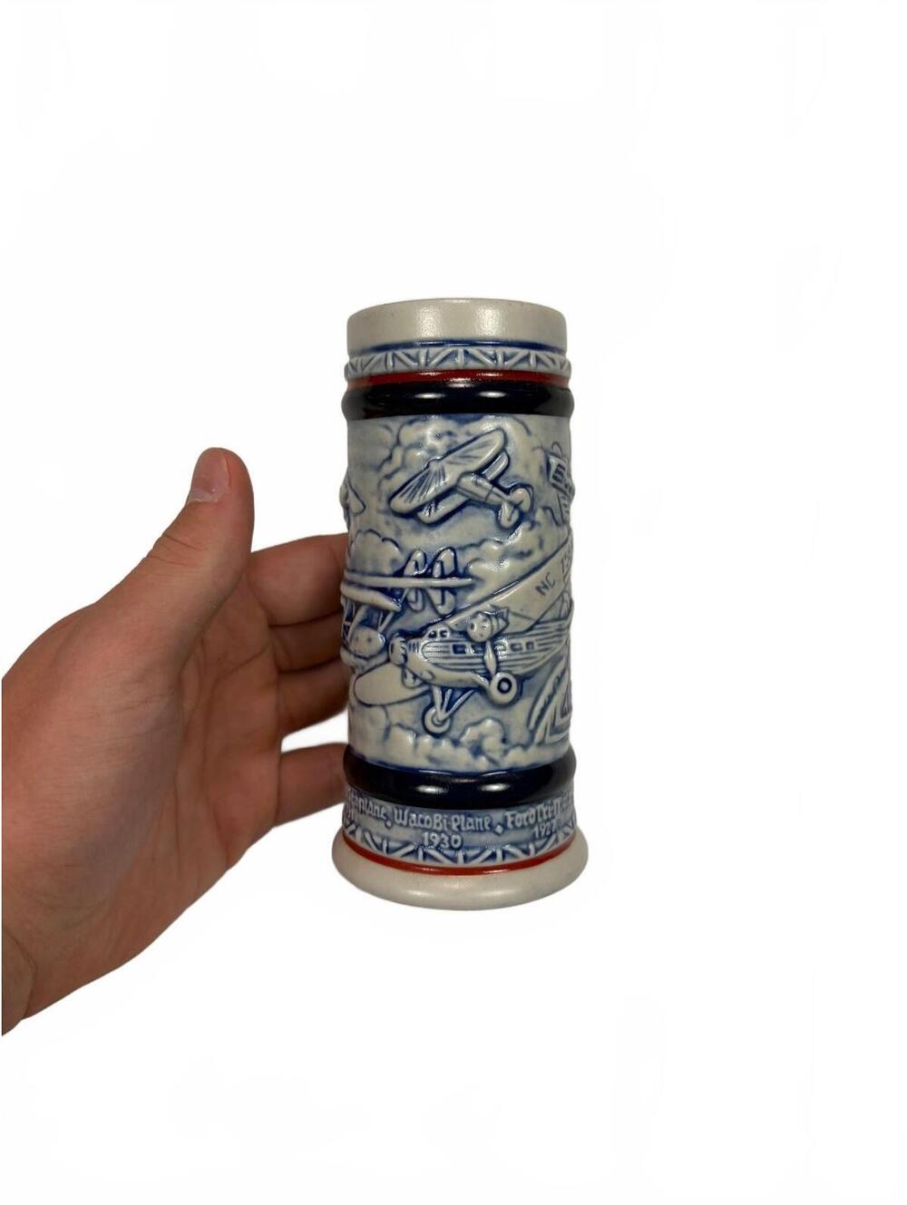 Vintage Avon 1982 Flying Classics Mini Beer Stein Airplanes Ceramarte Brazil